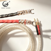 Câble de haut-parleur Hifi 8 conducteurs carrés en cuivre plaqué argent avec isolation en téflon, câble audio DIY, fiche banane en fibre de carbone rhodiée