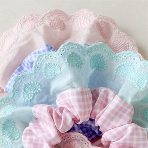 Coletero de Algodón Estilo Dulce, Cuadros Rosa y Azul, 16cm, Diadema Elástica Casual para Mujer - Product Image 2
