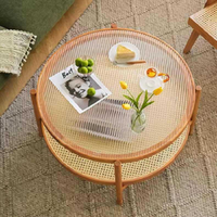 Café en bois de meubles d'hôtel de canne de restaurant moderne unique de luxe dinant la table latérale pour le salon
