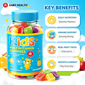 Gomitas Multivitamínicas para Niños de Marca Privada OEM, 60 Unidades, Vitaminas A, B, C, D, E, Zinc, Refuerzo Inmunológico, Crecimiento, Pectina, Sin Gluten, Personalizadas - Product Image 3