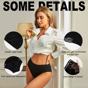 Bio-Baumwolle OEKO-TEX Zertifizierte Spitzen-Periodenunterwäsche, Auslaufsicher, Atmungsaktiv, 4-Lagen, Hohe Saugkraft, Waschbare Periodenslips - Product Image 3