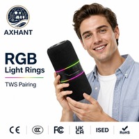 Speaker Nirkabel BT 5.3 2-in-1 Magnetik Terpisah, Suara Stereo HiFi, Lampu RGB, Tahan Air, Speaker Luar Ruangan, Mendukung TWS