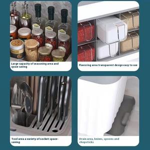 Estantes para Condimentos con 6 Compartimentos, Estuche Transparente para el Hogar sin Necesidad de Taladrar, Tarro para Condimentos con Cuchara y Tapa para Sal, Pimienta y Pimentón - Product Image 4