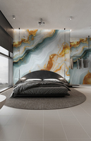 Panneau mural en marbre doré moderne Décoration imperméable ignifuge Effet fluorescent Décoration intérieure pour hôtel Salon