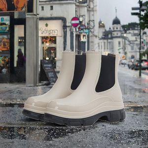 Botas de Lluvia de Moda para Mujer, con Punta de Acero, Ligeras, Impermeables, Antideslizantes, Botas de Nieve de PVC - Product Image 3
