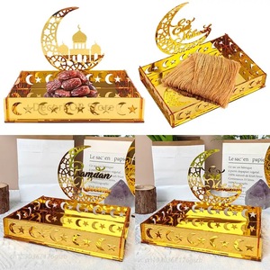 Bandeja de postre <span class=keywords><strong>Eid</strong></span> <span class=keywords><strong>Mubarak</strong></span>, bandeja de plato de estrella de Luna de Ramadán para fiesta musulmana islámica, dulces, pasteles, almacenamiento de frutas y alimentos - Product Image 2