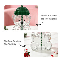 Gobelet à paille en verre borosilicate de haute qualité, design moderne Teddy Bear, sans BPA, écologique, compatible lave-vaisselle, article de boisson, cadeau