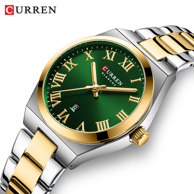 Luxury CURREN 9095 Women Waterproof Clock Fashion Golden Stainless Steel Quartz Ladies Wrist Watch