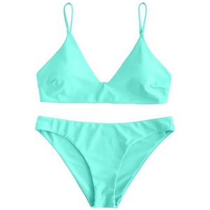 Conjunto de Bikini de Dos Piezas con Push-Up para Mujer, Color Sólido, Logotipo Personalizado, Tela Ecológica de Secado Rápido - Product Image 5