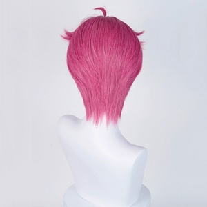 Perruque synthétique résistante à la chaleur pour cosplay, style Saja Boys <span class=keywords><strong>Abby</strong></span>, 35 cm, courte, rose, KPOP, anime, peluca - Product Image 4