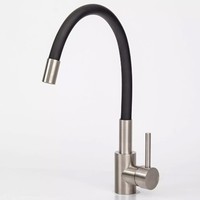 Keran dapur Modern, keran air dipasang di dek hitam, pegangan tunggal, keran dapur, keran rotasi 360 derajat