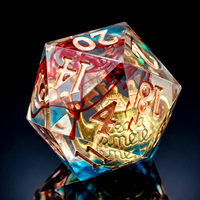 7 pièces de dés DND en résine transparente, bleue et rouge, avec bordures scellées, faits à la main, à bords vifs, pour jeux de société RPG Dungeons & Dragons, cadeau de fête