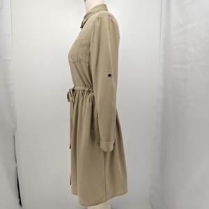 ALBBCBS011สำหรับผู้หญิง45% เสื้อเชิ้ตผ้าคอตตอนทอลายทแยงมีปกกระเป๋ามีกระดุมรัดเอวเอวซักได้ตามธรรมชาติ - Product Image 6