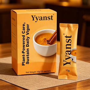 Polvo de bienestar a base de plantas con especias cálidas de cúrcuma y canela, 10g*10 sobres, caja de papel naranja para el cuidado diario y vigorizado en el hogar. - Product Image 4