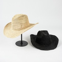 2024 été nouveauté Design de mode plage chapeau de soleil femmes hommes main Crochet naturel raphia paille Cowboy chapeau