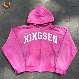 Custom Men Tracksuit Custom Logo Distressed Applique Embroidery Mens Sportswear Tracksuit Cotton Sweatsuit Hoodie <b>Sweatpants</b> <b>Set</b> - Product Image 3