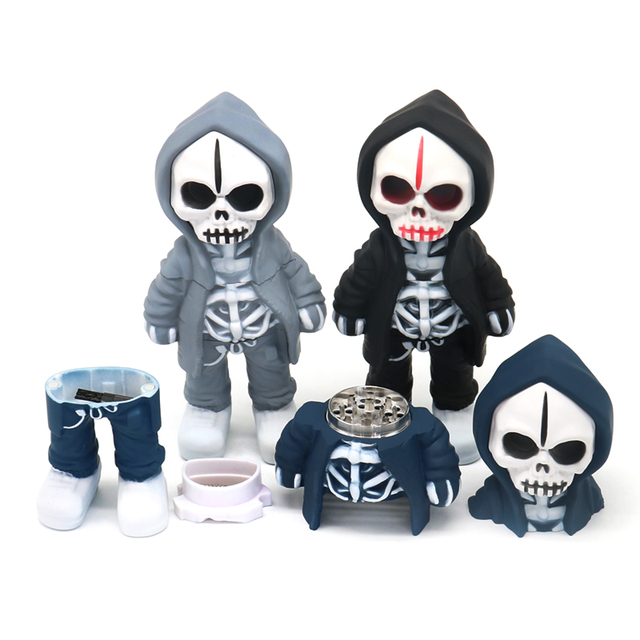 New Arrival Halloween Skull Design 4 Parts Manual Zinc Alloy Herb Grinder Smoke Tobacco Carton for Accessories Wholesale