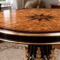Mesa de Comedor Redonda Chateau Compass-Rose |   Mesa de Pedestal de Lujo con Marquetería Clásica Francesa - EKAR