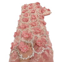 NI.AI Nouveau design Tissu en dentelle brodée 3D à fleurs, dentelle à sequins, dentelle perlée, tissu en maille à sequins