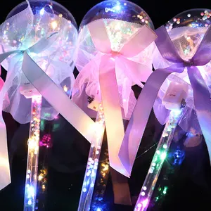 LED luminoso transparente Bobo globos Flash Fairy Wand varita luminosa LED iluminar BoBo globo juguete brillante para niños y niñas