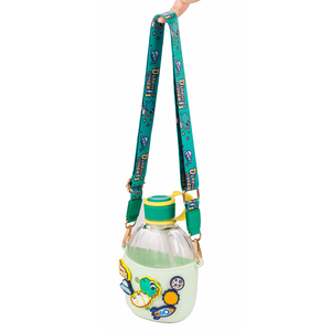 PINKAH CrocsDIY <span class=keywords><strong>Dinosaure</strong></span> Astronaute Bouteille d'eau réutilisable en plastique Tritan sans BPA, étanche, avec paille et sangle, 650 ml, pour l'extérieur - Product Image 4