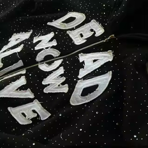 <strong>Custom</strong> Rhinestones Baggy Zip up Hoodies Men Streetwear High Quality Distressed Embroidery Fleece Cotton Oversized Sweatshirts - Product Image 3