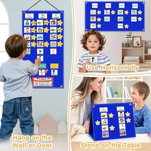 Tablero de Horarios Visual, Rectangular Grande, de Plástico, Vista Diaria, Patrón Horizontal, para Niños con Autismo, Gestión del Tiempo, Regreso a Clases, Moderno - Product Image 3