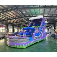 Toboggan aquatique gonflable en PVC commercial avec piscine pour enfants et adultes, utilisation en extérieur et en intérieur, taille personnalisée résidentielle/commerciale