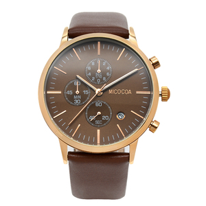 Usine Prix de Gros De Luxe D'affaires Hommes Montres Boîtier En Alliage Or Montre-Bracelet 3ATM résistant à L'eau Véritable En Cuir Chronographe - Product Image 1