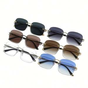 Gafas de Sol Personalizadas con Logotipo 2025, Lentes Transparentes con Degradado Oceánico, Montura de Aleación, Protección UV400, Diseño Cuadrado sin Aro para Hombre y Mujer - Product Image 3