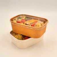 Tapa Ecológica Biodegradable Desechable de Papel Kraft para Caja de Ensalada, para Sushi, Ensalada, Contenedor Compostable Personalizado para Llevar