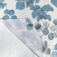 Tissu tricoté élastique personnalisé à imprimé feuilles, 96,5 % polyester, 3,5 % élasthanne, 220 GSM, pour robes, chemisiers, pyjamas, vêtements, matériaux textiles