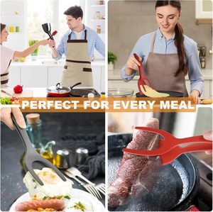 2-in-1 Egg Flipper Spatel zange Antihaft-Silikon griff und Flip-Kochute nsilien für Omeletts Pfannkuchen Fisch und <span class=keywords><strong>Burger</strong></span> - Product Image 5