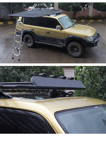 Porte-bagages de toit de voiture universel, portable, multifonction, pliable, en aluminium + plastique, 100 kg, avec marchepied - Product Image 4