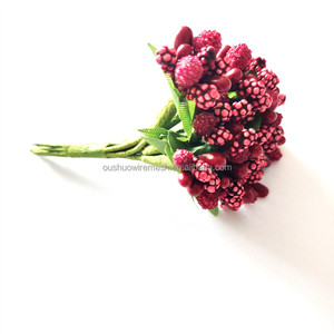 <span class=keywords><strong>Espuma</strong></span> artificial fruta baya <span class=keywords><strong>estambre</strong></span> boda ramo flor decoración estambres mini ramo de flores con hojas - Product Image 6