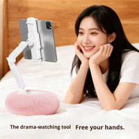 Nuevo Soporte de Peluche para Tablet y Teléfono con Diseño de Dibujos Animados, Material ABS, Rotación 360°, Antivibración, Altura Ajustable, para Escritorio y Cama