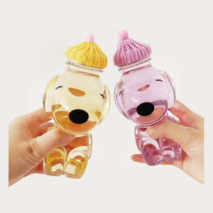 Monouso trasparente forma di cane Pet bottiglie di plastica per bere freddo birra caffè e latte tazza di tè imballaggio con coperchio sigillo - Product Image 2