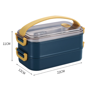 1600ml Portátil Aço Inoxidável Bento <span class=keywords><strong>Box</strong></span> 2-Layer Compartimento Recipiente De Armazenamento De Alimentos Ar Apertado Lancheiras De Plástico - Product Image 2