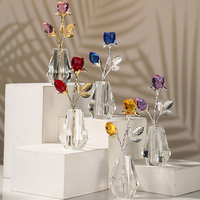 Groothandel handgemaakte 3D rode roze kristallen roos diverse bloemenmodel liefde huisdecoratie bruiloft bedankjes Valentijnsdag WDY0397