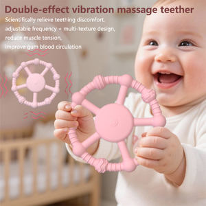 Venta caliente <span class=keywords><strong>mordedor</strong></span> eléctrico de silicona de grado alimenticio bebé sensorial suave USB <span class=keywords><strong>vibrador</strong></span> dentición juguetes para calmar el dolor de dientes <span class=keywords><strong>mordedor</strong></span> - Product Image 2