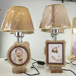 Lampe de bureau en bambou, nouveauté 2021 de haute qualité, avec cadre Photo pour enfants