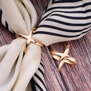 Attache Foulard en Soie, <span class=keywords><strong>Pince</strong></span> Anneau de Maintien, Boucle en X pour Foulard Simple, Clips de Foulard pour Châle et Écharpe Vêtement - Product Image 2