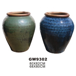 Pots à <span class=keywords><strong>plantes</strong></span> émaillés, pots à <span class=keywords><strong>fleurs</strong></span> durables <span class=keywords><strong>et</strong></span> bien construits, pots en céramique <span class=keywords><strong>de</strong></span> deux tailles pour <span class=keywords><strong>plantes</strong></span> vertes d'extérieur - Product Image 2