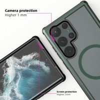 Fundas Magnéticas Antigolpes 3 en 1 con Carga Inalámbrica para Teléfonos Móviles S22 S23 Ultra (TPU+PC+Aluminio+Imanes)