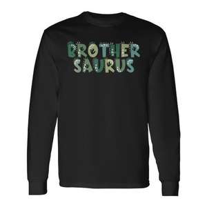 Brother Saurus T-shirt à manches longues sur le thème des dinosaures, assorti pour la famille, anniversaire du garçon 1 an - Product Image 1