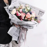 Kertas Pembungkus Bunga Seri Koran Herbal Xihuanong, Kertas Tisu Korea Semi Transparan OPP, Perlengkapan Florist