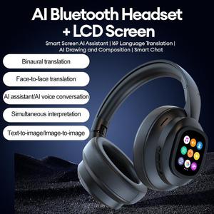 <span class=keywords><strong>Headset</strong></span> AI X1 Pro Smart ANC dengan Layar Terjemahan AI, Baterai 30 Jam, Tahan Air IP65, Berbahan Logam dan Kulit, Model Over-Ear untuk Olahraga - Product Image 2