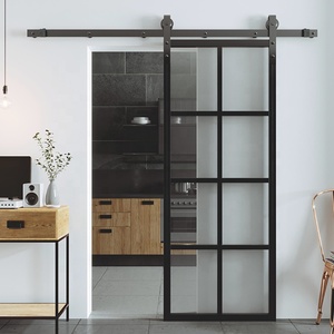 Nhà duy nhất đường sắt kính cửa trượt kính không khung cửa chuồng - Product Image 6