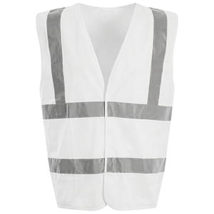 <b>Men's</b> <b>White</b> Reflective Safety <b>Vest</b> V-Neck Breathable Lightweight Outerwear for Work Wear Spring Casual Style - Product Image 1