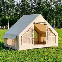Grande tente de camping gonflable quatre saisons portable de 6,3 m², deux chambres, ouverture automatique rapide, 2 fenêtres de toit, Oxford imperméable